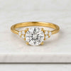 Round Cut Lab Grown Diamond Side Three Stone Engagement Ring