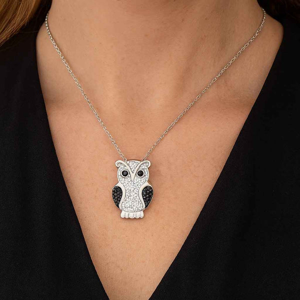 Owl Pendant Necklace Sterling Silver 925 Dainty Rose Gold Chain CZ Diamond Owl Charm