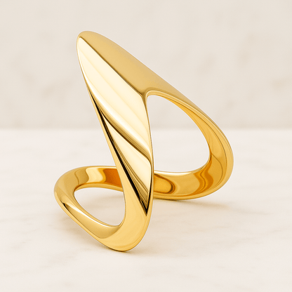 PERIMADE Dainty Ocean Wave Beach Ring Sea Wave Stacking Thin Band Ring