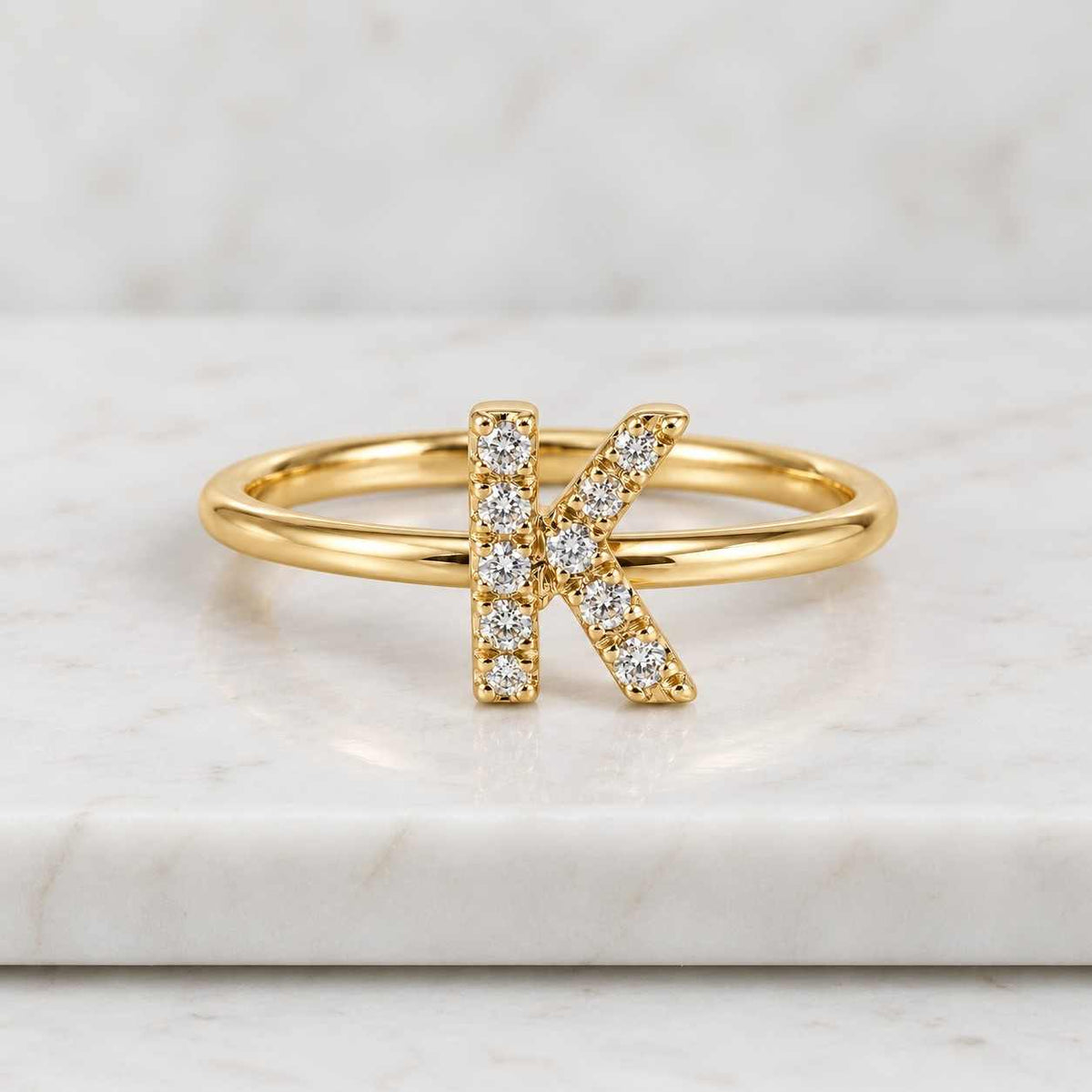 p shape diamond ring, custom p initial ring, bypass set initial ring, p letter diamond ring, lab grown initial ring, custom letter ring gift
