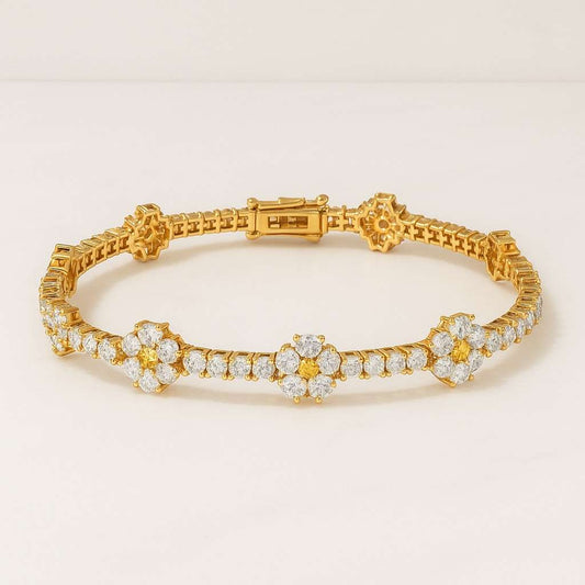 Party Wear Bracelet Gold Diamond Flower Bracelet Women Dainty Floral Chain Fine Jewelry Gift