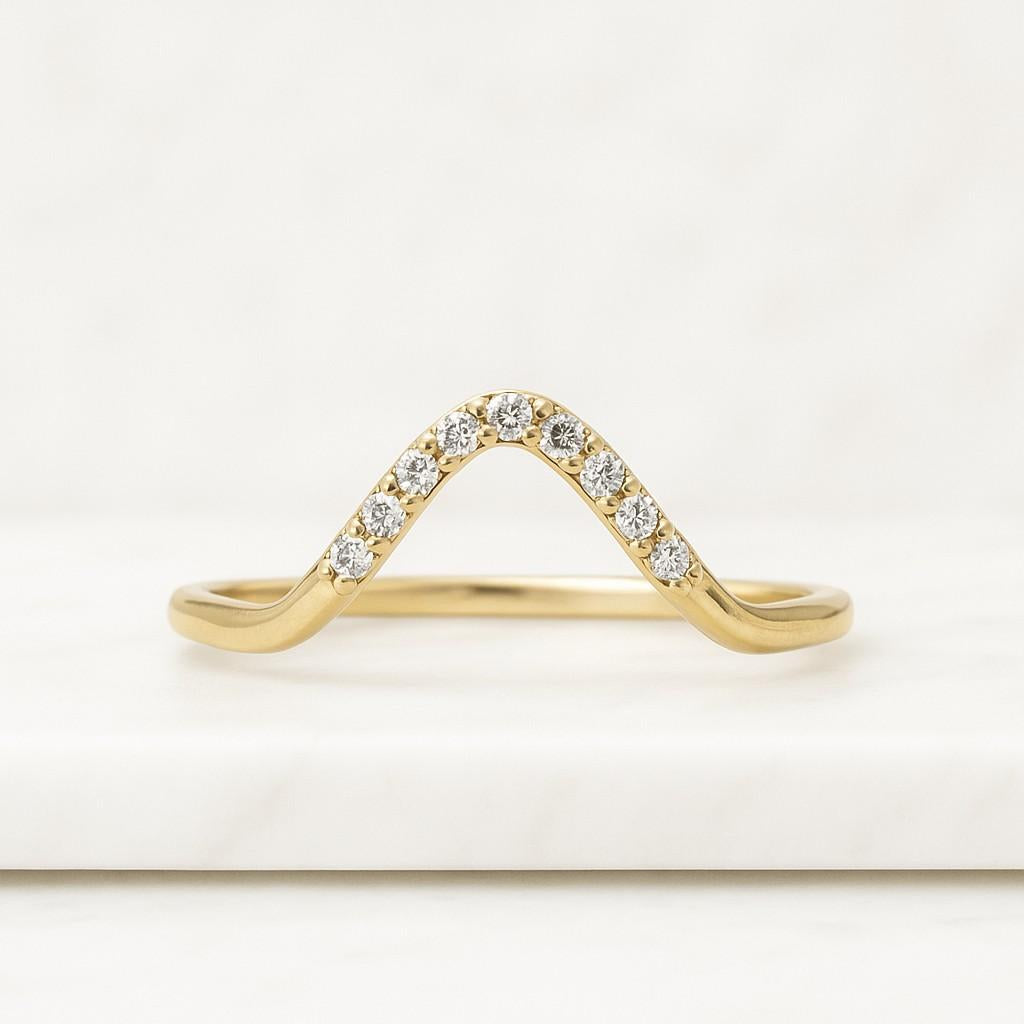 Pavé Stacking Ring Dainty Minimalist Gold Jewelry Handmade Gift