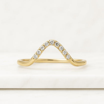 Pavé Stacking Ring Dainty Minimalist Gold Jewelry Handmade Gift