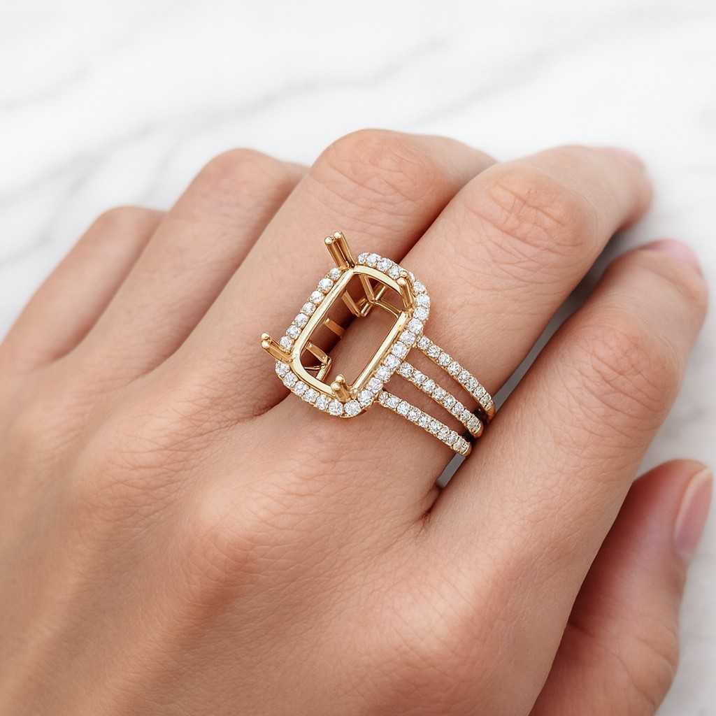 Pave Cathedral Setting Anniversary Ring for Gift IGI Certified Ring