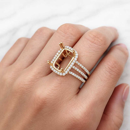 Pave Cathedral Setting Anniversary Ring for Gift IGI Certified Ring