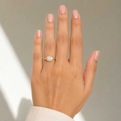 Pave Engagement Ring Platinum Sterling Silver Big Diamond Ring Her
