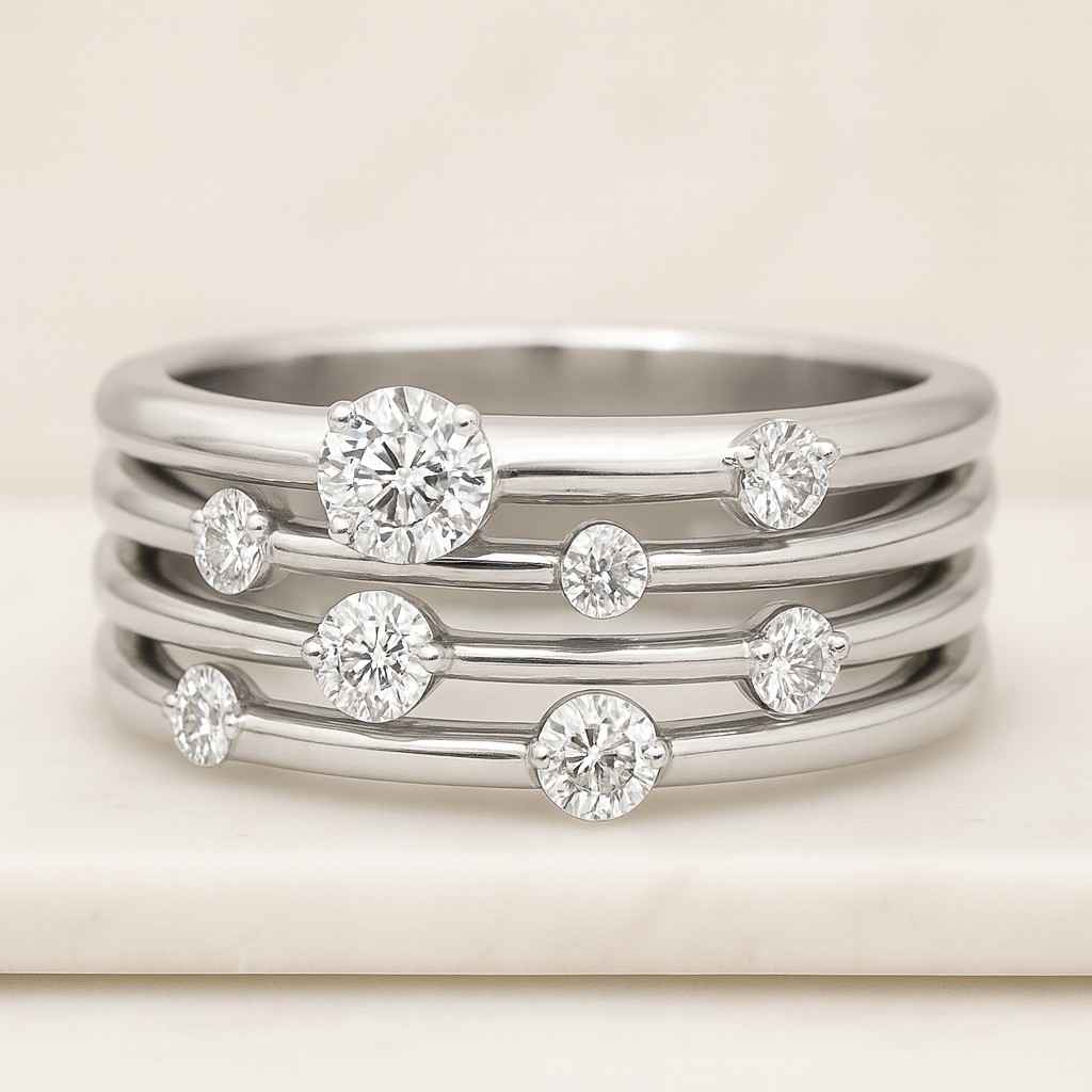 Pave Eternity Wedding Band With Round Lab Grown Diamond