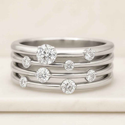 Pave Eternity Wedding Band With Round Lab Grown Diamond