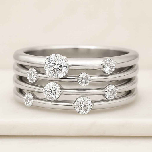 Pave Eternity Wedding Band With Round Lab Grown Diamond