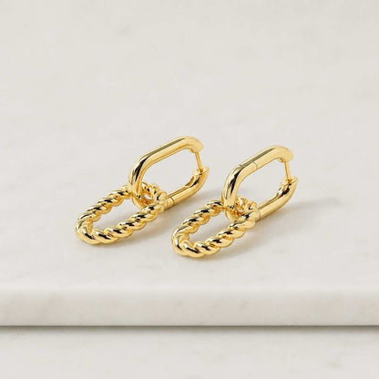 Pave Gold Link Earrings, Convertible Paperclip Hoops, Sparkly CZ Dangle