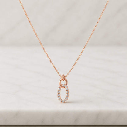 Pave Linked Pendant Necklace • Interlocking Diamond Necklace • Perfect Gift for Her • Minimalist Linked Necklace • Anniversary G
