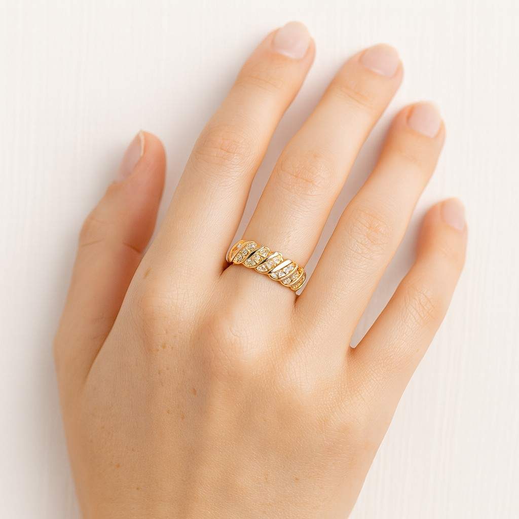 Pave Set Round Cut Lab Diamond Wedding Band 14K Rose Gold Band For Women