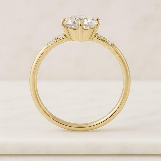 Pave Set Round Moissanite Engagement Ring