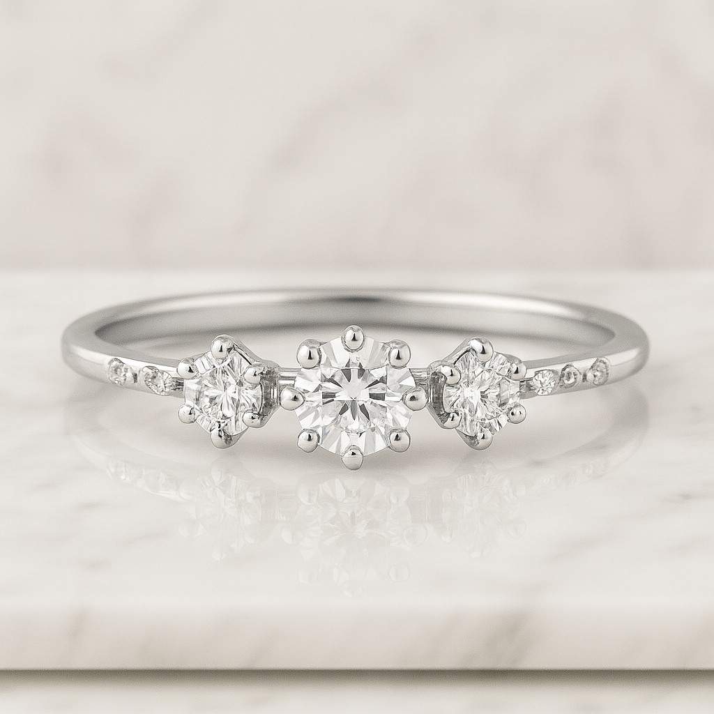 pave set side-stone round moissanite engagement ring  14k solid gold moissanite ring for women  1, 1.5 2 ct promise ring