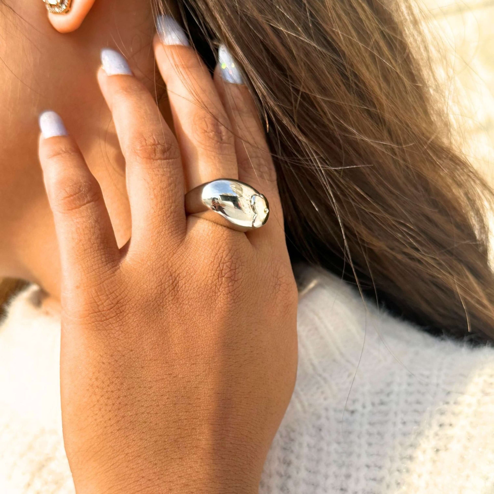 Pave Set Side-Stone Round Moissanite Ring