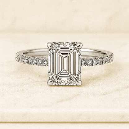 Pave Set Side Stone Round Ring Round Diamond Ring