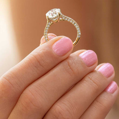 Pave Setting Diamond Wedding Ring Solitaire Proposal Ring Anniversary Ring Gift