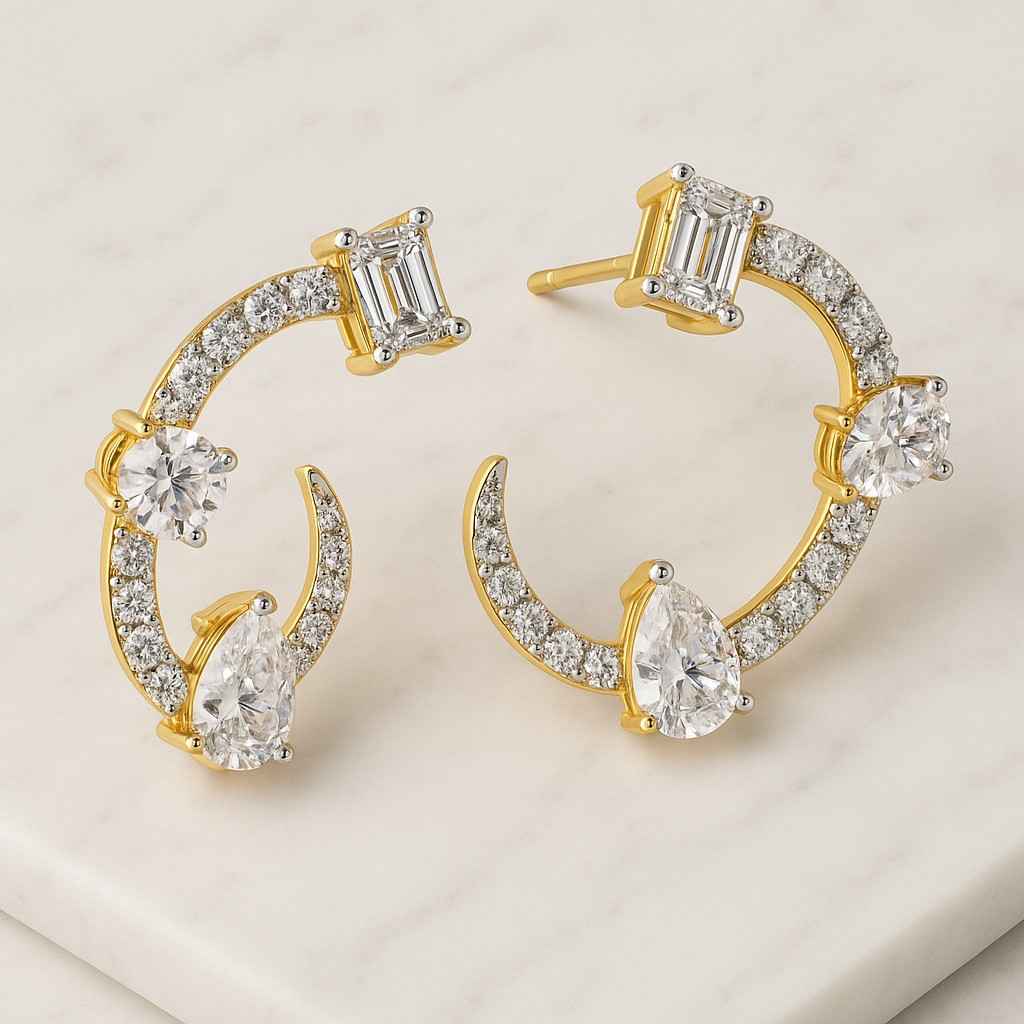 Diamond Huggie Hoop Small Diamond Cartilage Hoop Helix Hoop