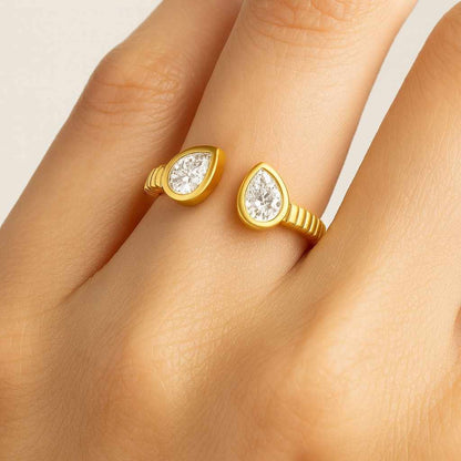 Pear Cut Lab Grown Diamond Eternity Wedding Band Solid Gold Bezel set 2 CT Pear Cut Colorless Moissanite Ring Solitaire Engagement Ring