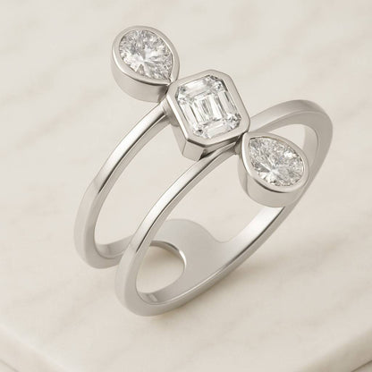 East To West Emerald Cut Diamond Engagement Ring Certified Labgrown Diamond Ring