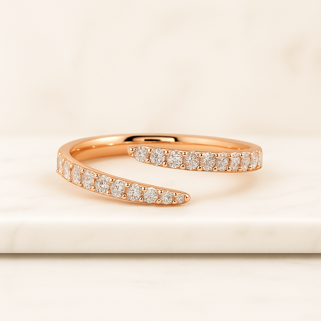 Pear Lab Grown Diamond Cuff Ring Custom Open Gap Ring Engagement Ring Perfect Matching Band Wrap Around Ring Open Stacking Wedding Band