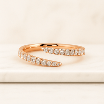 Pear Lab Grown Diamond Cuff Ring Custom Open Gap Ring Engagement Ring Perfect Matching Band Wrap Around Ring Open Stacking Wedding Band