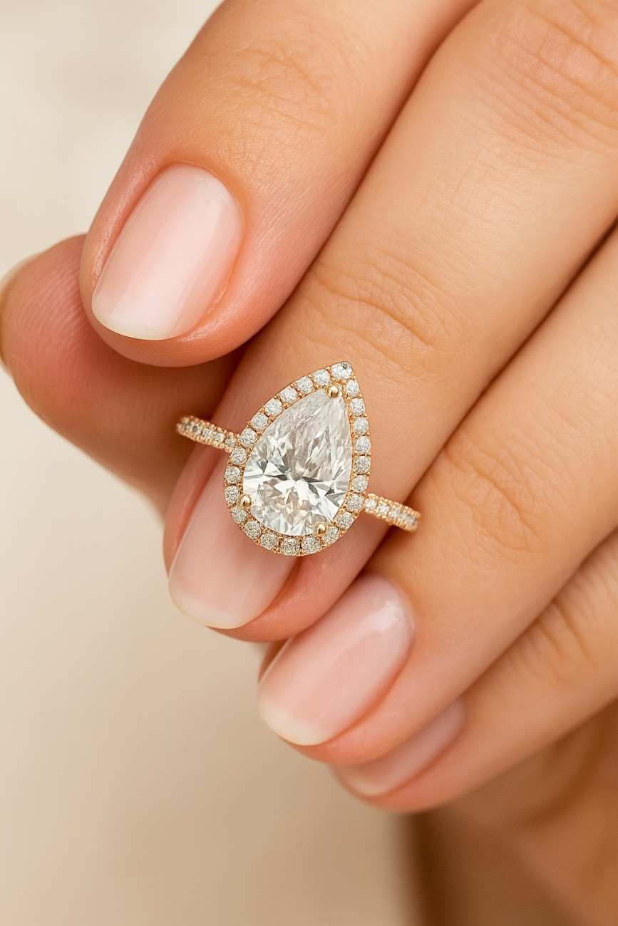 Pear Cut Lab Grown Diamond Ring IGI Certified, Pear Diamond Ring Diamond Engagement Ring For Her