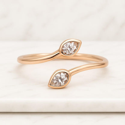 Pear Cut Lab Grown Diamond Toi Et Moi 14k Gold Engagement Ring Two Stone Engagement Ring Pear Cut Lab Grown Diamond Toi Et Moi Wedding Ring IGI Certified Diamond Ring Promise Ring For Women