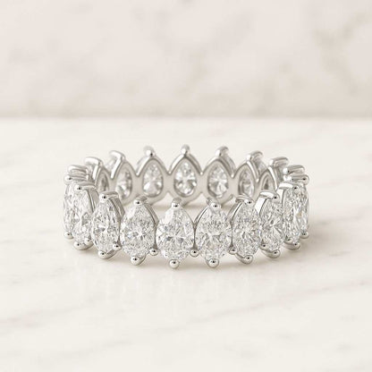 Pear Cut Lab Grown Diamond Full Eternity Band, 14K Yellow Gold CVD Diamond Stacking Band