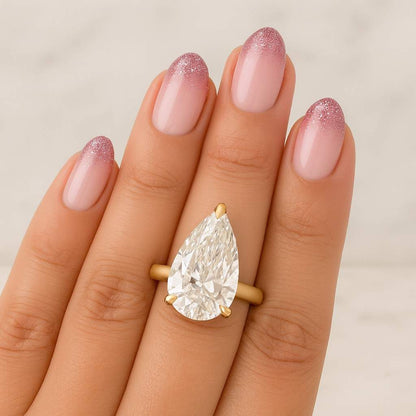 Pear Engagement Ring Lab Grown Diamond Pear Shape Diamond Ring Solid Gold Ring for Her Solitaire Ring in White Rose Gold Ring for Engagement
