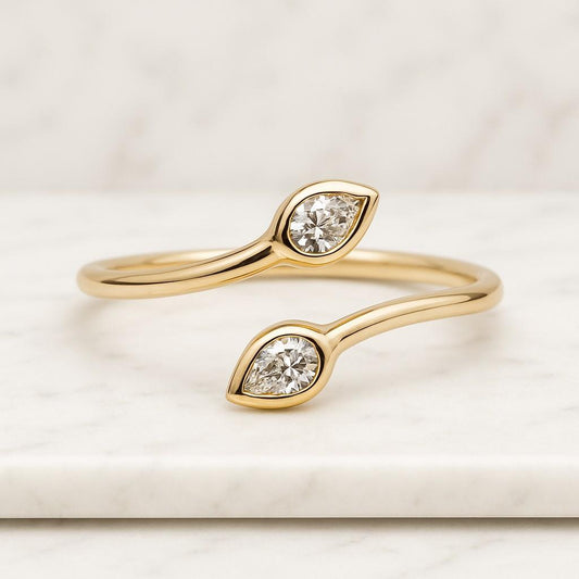 Pear Toi et Moi Lab Diamond Ring Unique Two-Stone IGI Certified Pear Cut Toi Et Moi Ring Lab-Grown Diamond or Moissanite Engagement Ring