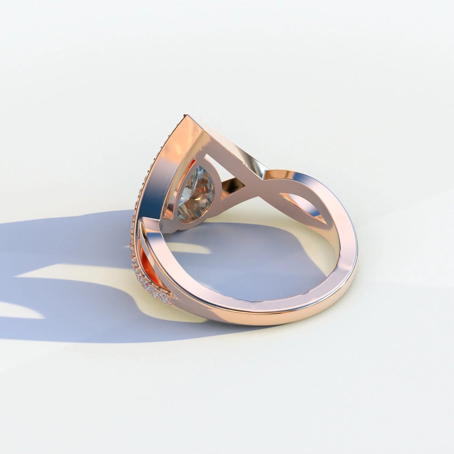 pear cu tlab grown diamond ring