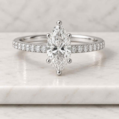 Pear Cut 3CT Lab Grown Diamond Engagement Ring - 14k Gold IGI Certified
