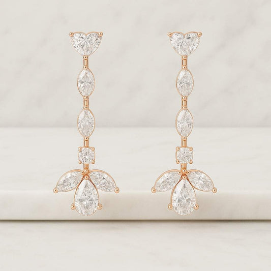 Pear Cut CVD Diamond Dangle Drop Earrings
