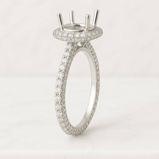 Pear Cut CVD Diamond Semi Mount Ring Prong Set Eco Friendly Diamond Wedding Ring