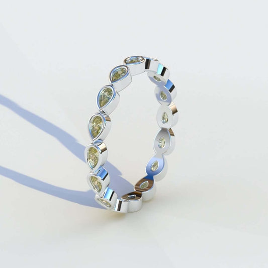 Pear Cut Diamond Eternity Band in 18k White Gold