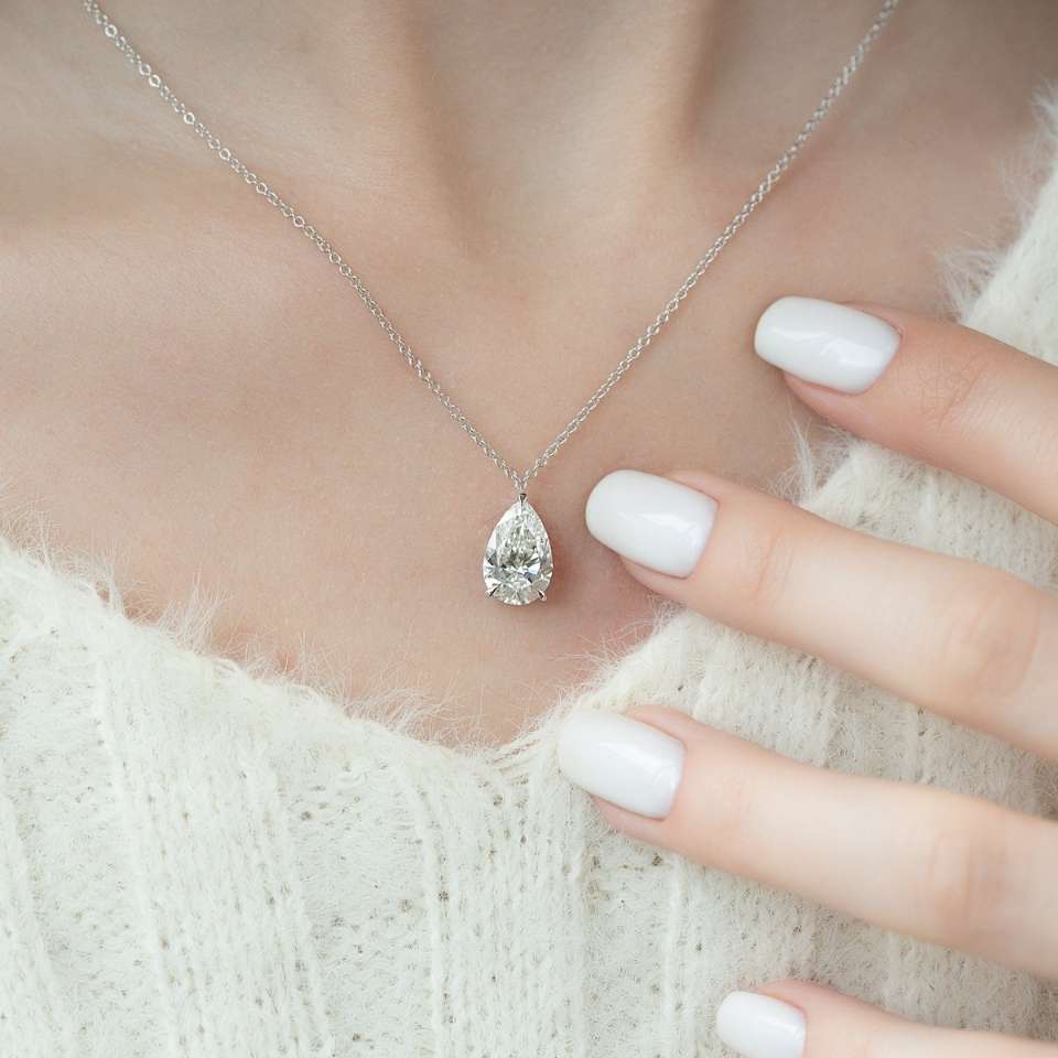 Pear Cut Diamond Necklace.