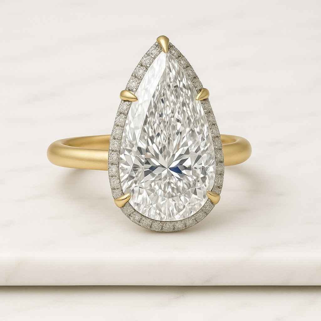 pear diamond engagement ring genuine lab grown diamond ring hidden halo anniversary ring pear cut diamond ring for her igi certified ring