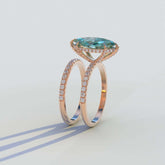 Pear Cut Green Bridal Set Engagement Ring