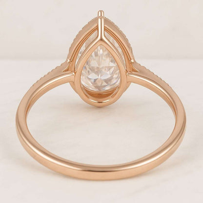Pear Cut Halo Moissanite Engagement Ring Halo Ring Pear Cut Moissanite Ring Wedding Ring Solitaire Halo Anniversary Ring For Women