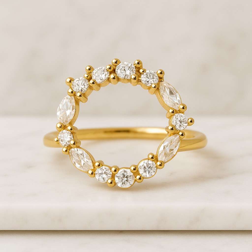 Pear Cut Halo Wedding Ring Side Stone Round Diamond Wedding Proposal Gift