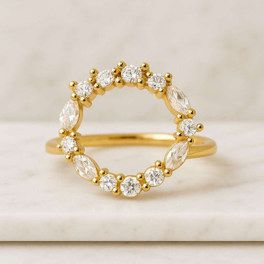 Pear Cut Halo Wedding Ring Side Stone Round Diamond Wedding Proposal Gift