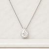Pear Diamond Bezel Set Pendant Necklace In 14K White Gold