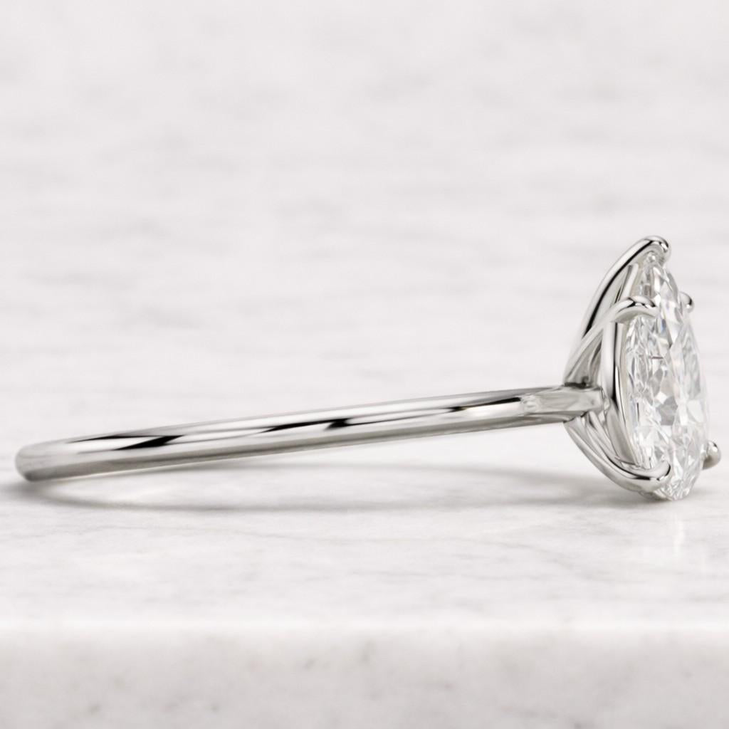 Pear Cut Lab Diamond Solitaire Ring