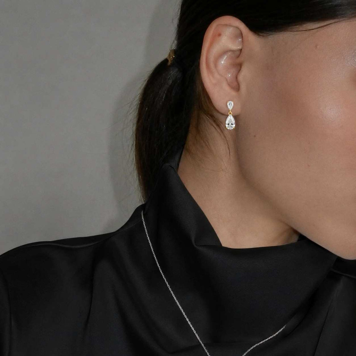Pear Cut Lab Grown Diamond Dangle Earrings • 14K yellow Gold • Elegant Drop Earrings
