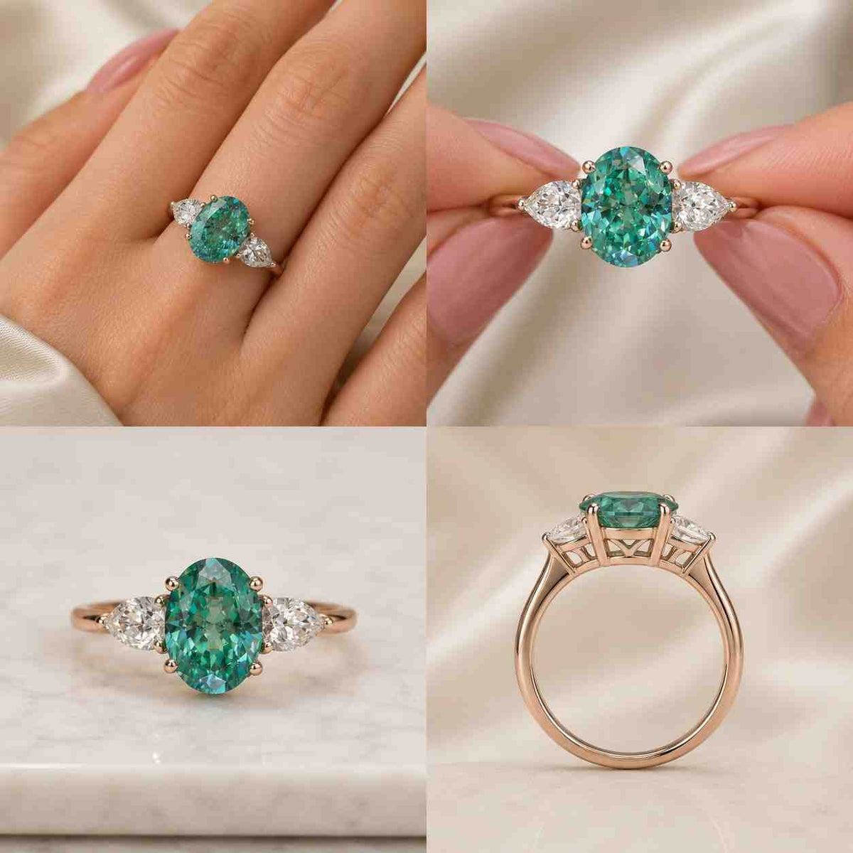 pear cut lab grown diamond engagement ring: 14k gold curved rings for women 