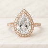 Pear Cut Halo Lab Created Diamond Engagement Ring