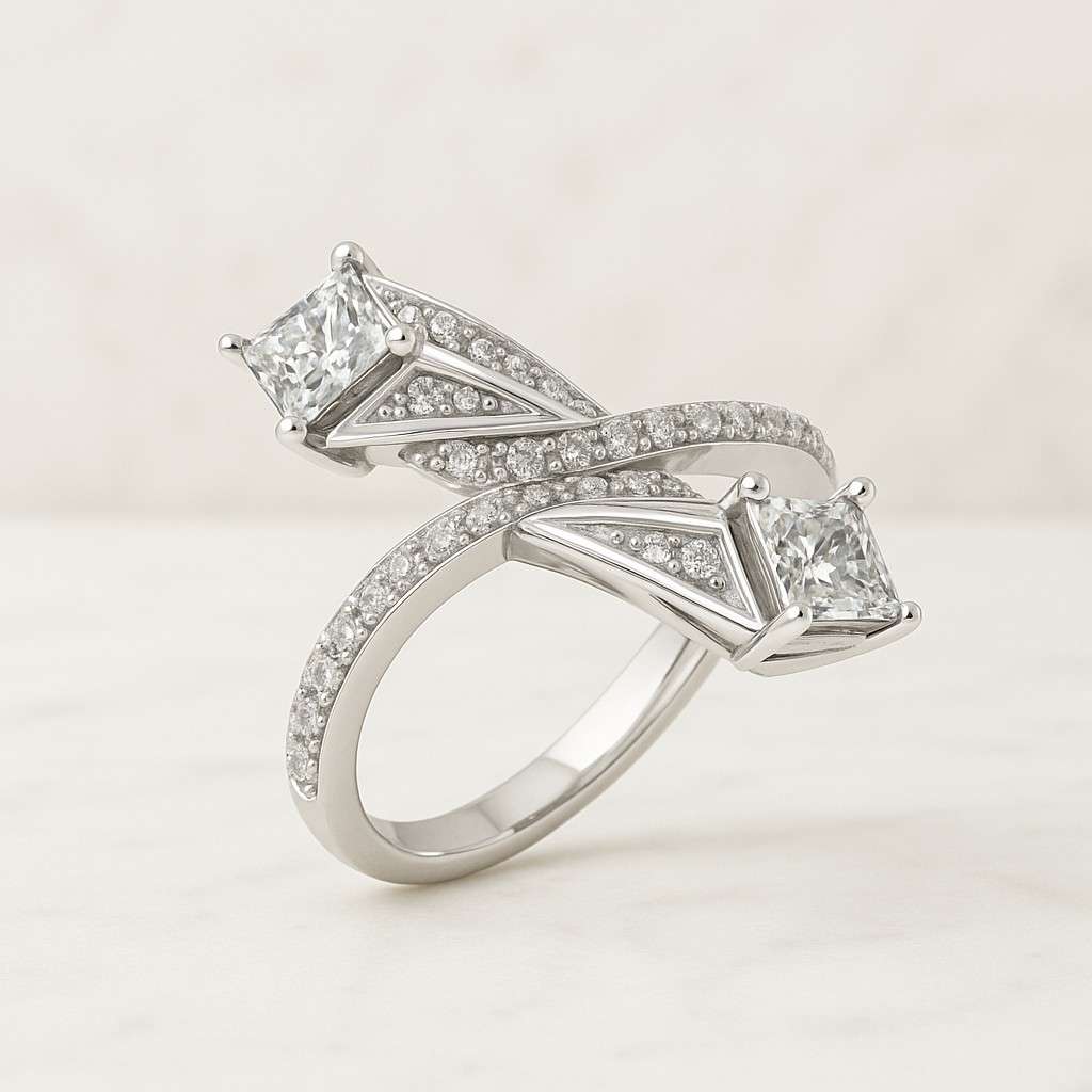 Pear Cut Lab Grown Diamond Engagement Ring  1 Ct Solitaire Curved Wedding Ring for Women Valentine Gift Bridal Ring  Conflict-Free Diamond
