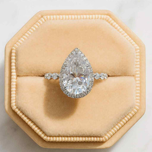 Pear Cut Lab Grown Diamond Halo Engagement Ring Pear Lab Grown Diamond Ring Pear Shaped Halo Engagement Ring