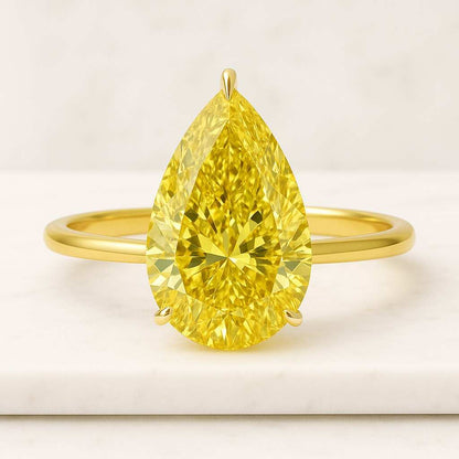 Pear Cut Lab Grown Diamond Ring Claw Prong Solitaire Ring